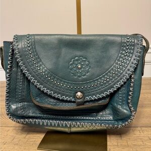 Patricia Nash Teal Leather Crossbody Bag
